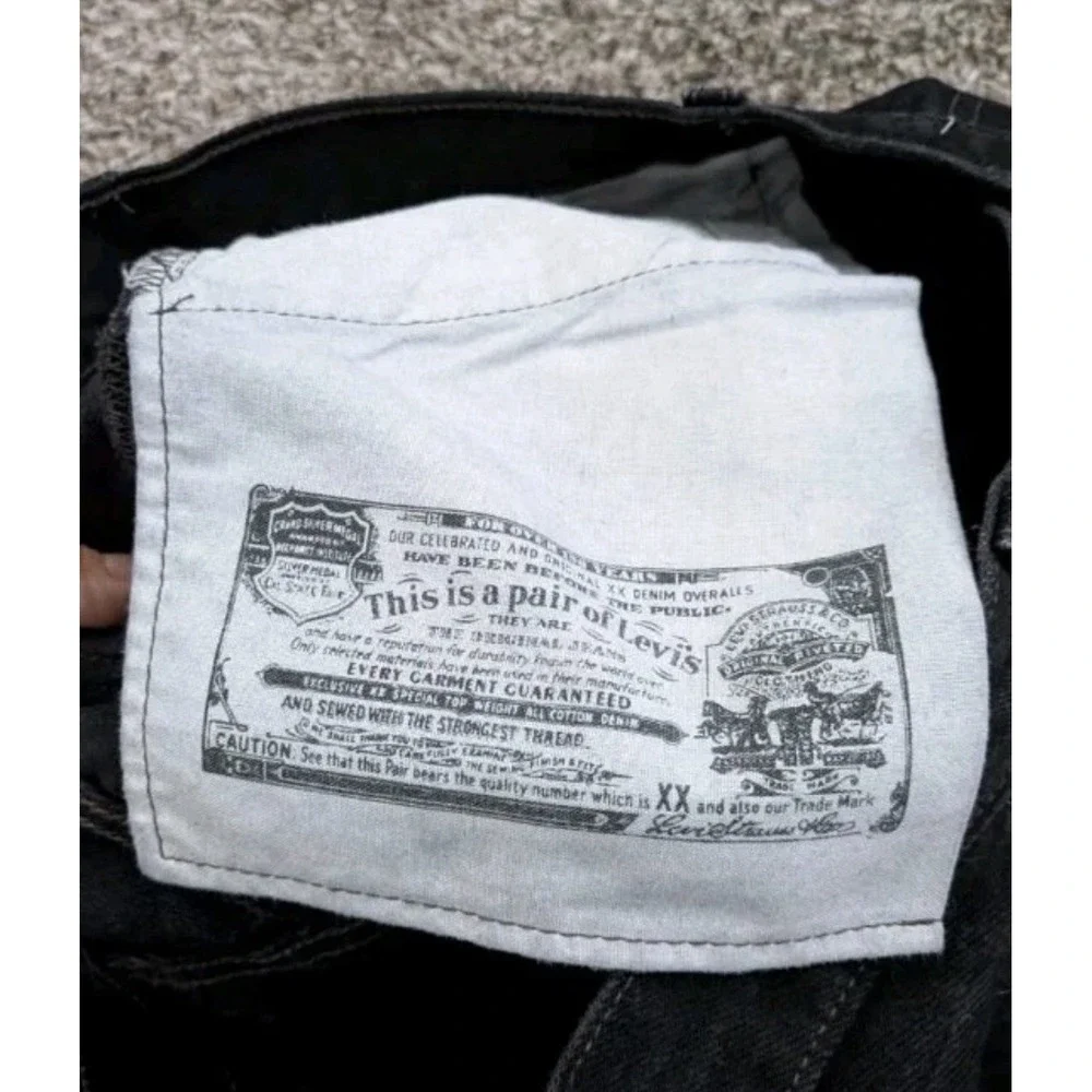 Levi's 501 Jeans Black Denim Mens 34x33 (Tag‎ 36x34) Mexico Made Y2K Button Fly